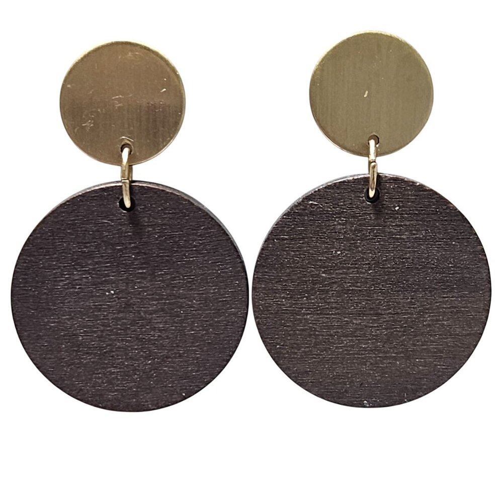 Boho Gold Brown Double Circle Lightweight Earrings Fashion Jewelry Women